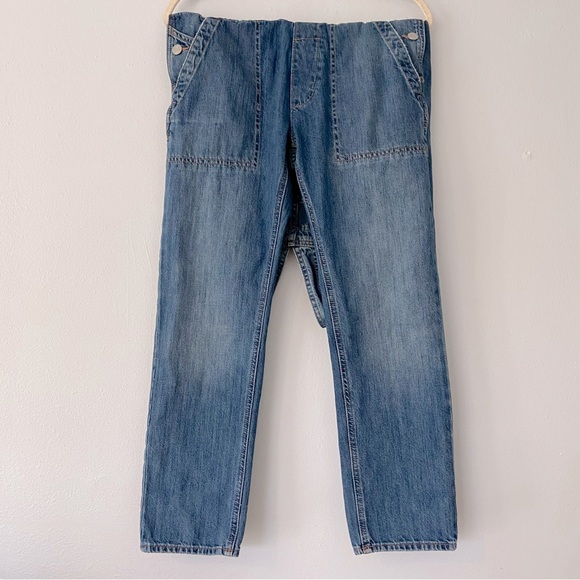 GAP Relaxed Ankle Denim Overalls Medium Indigo - Picture 9 of 16